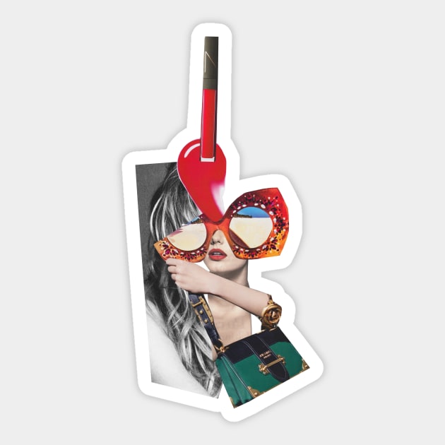 Long Hair Sunglasses Girl Sticker by Luca Mainini